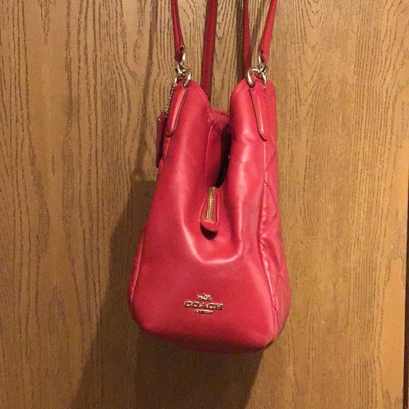 Coach Phoebe Shoulder Bag Red Quilted Leather - Picture 7 of 13